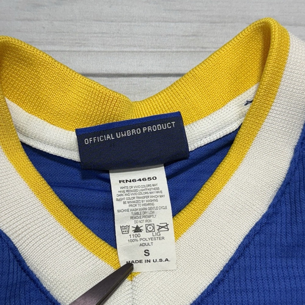 Umbro Shirt Mens S Blue Yellow Soccer Football Team Training Jersey Top VTG 90s - Picture 6 of 7